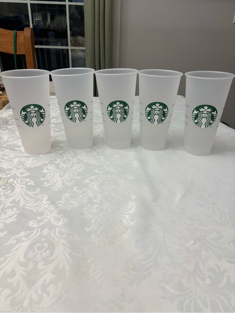 Set of 5 Starbucks Reusable Venti Frosted Cold Cups 24oz